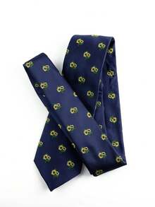 ZLQ&GOU 1条高密度涤纶提花卡通图案男士领带，雪花向日葵仙人掌图案，藏蓝色，7.5厘米，适合商务和休闲场合穿着。 - 彩色 - 查看 2