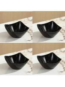 4 piezas Tazones de sopa de plástico, platos cuadrados para ensalada, utensilios de cocina para el hogar, cocina occidental, fideos y salteados - Multicolor - Ver 6