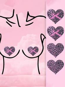 4/8pcs Pink Leopard Print Pasties, Disposable Breathable Criss-Cross Style, Elegant Ladies Lingerie Accessory - Prevent Wardrobe Malfunction, Discreet Coverage, Seamless Ultra-Thin, Fashionable Undergarment - Pink - View 1