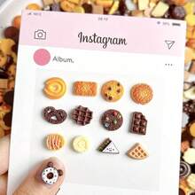 50Pcs Biscuit Nail Charms Donut Heart Star Chocolate Nail Art Charms Simulation Cute Mini Food Resin Nail Rhinestones For Acrylic Nails FSandsswich Ice Cream Nail Gem Jewelry For Manicure DIY,Blue - Blue - 查看 5