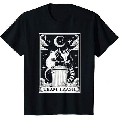 Camiseta de Tarot Card Vintage Team Trash Luna Creciente Opossum Mapache