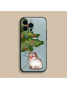 Custodia per telefono con motivo natalizio cartoni animati compatibile con modelli 17, 16, 15, 14, 13, 12, Pro, Max, Plus, E, SE4, Air, Mini, in morbida cover nera - Z8 - Visualizzare 8