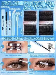 648/666/720pcs D-Curl Fluffy Individual False Eyelashes Set, Includes Glue, Sealant, Eyelash Brush, Tweezers, Classic Realistic Natural Look, Thick & Fluffy Mixed, Beginner-Friendly False Eyelashes Set, Eyelash Extension Kit, Large Capacity DIY Segmented False Eyelashes Set, Long-Lasting Lightweight False Eyelashes Set, Eyelash Book + Tweezers + Eyelash Extension Glue, DIY At Home, Suitable For Daily, Evening, Wedding Makeup - Multicolor - View 10