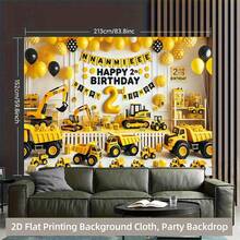 1 Happy Birthday Traffic Adventure Party Banner With Polyester Cloth Background, With Bright Balloon Fire Engines And Airplanes, Suitable For Classroom Office Photo Booth Props Home Decoration, A Variety Of Scenes To Choose From. - Multicolor - View 3