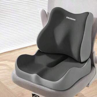 2pcs Ergonomic Seat Cushion & Lumbar Support Set | Designed For Improved Posture | Elevates Driving View, Comfortable For Long-Sitting | Soft Memory Foam Provides Support | Suitable For Office, Car And Truck