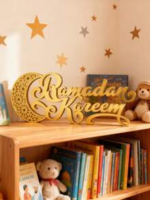 1 món đồ trang trí Eid Mubarak, hình trăng lưỡi liềm bằng gỗ 2026 dùng để trang trí bàn ăn trong tháng Ramadan, chữ cái bằng acrylic vàng, quà tặng Ramadan trong nhà bằng tiếng Ả Rập, đồ trang trí nhà cửa, lò sưởi, văn phòng theo phong cách Hồi giáo. - Nhiều màu - Xem 11