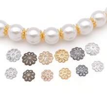 300pcs Flower Bead End Caps Flower Filigree Bead Caps Gold Spacer Beads Caps Ends Iron Bead Caps Loose Spacer Beads Bulk Earrings For Bracelet Jewelry Making