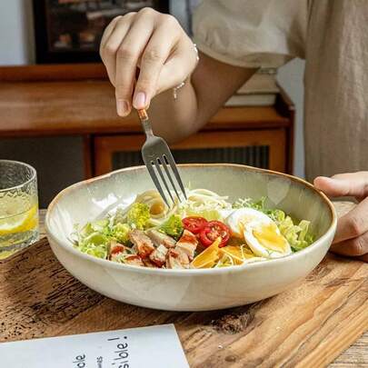 1 st keramisk salladstallrik, högkvalitativ och hållbar restaurangklassad porslin, lämplig för aptitretare, pasta, desserter, perfekt som eleganta julklappar, förrättstallrikar, festlig bordsdekoration, konstnärlig design, perfekt för hemmamåltider och sammankomster.