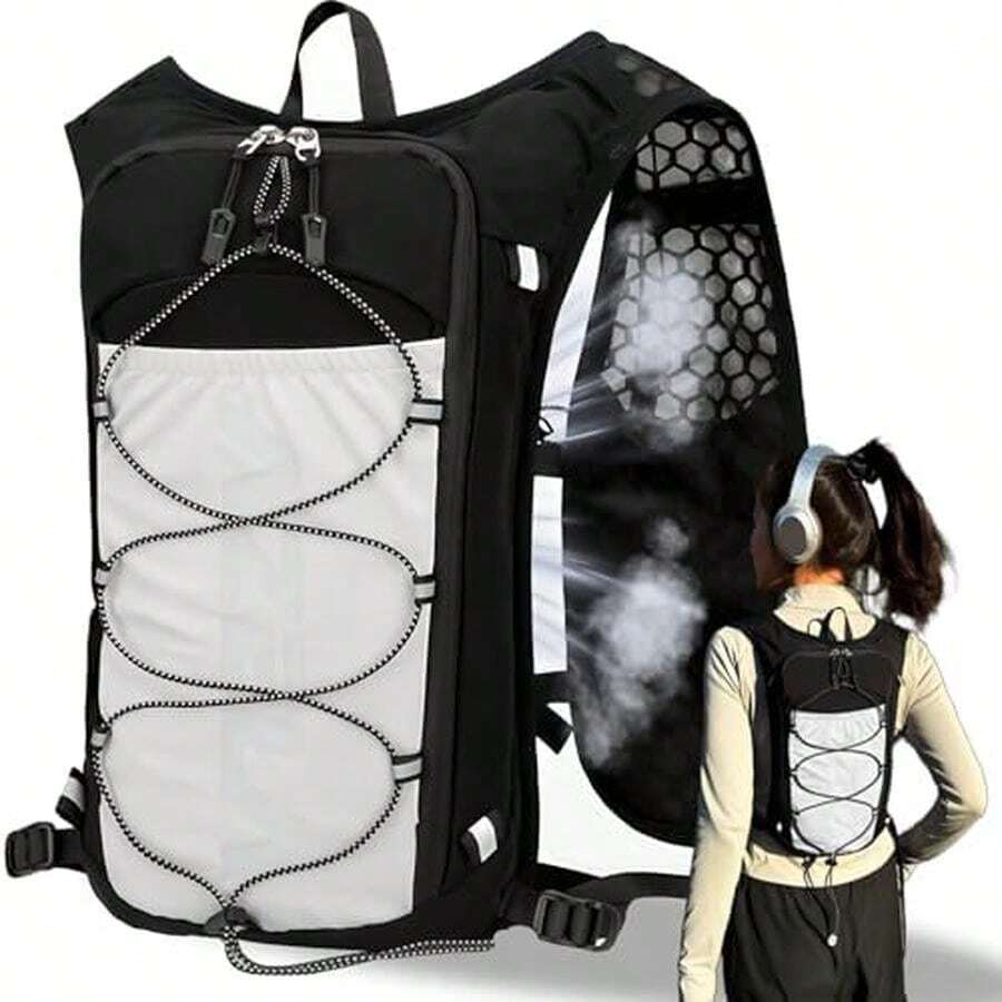 Mochila de Hidratacion para Correr, Chaleco de Hidratación para Deporte, Ligero y Cómodo, Altamente Transpirable, para Correr, Andar en Bicicleta, Maratón y Montañismo - Negro-Estándar - Ver 1
