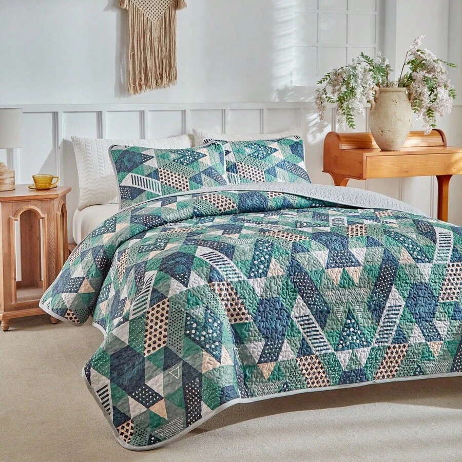 3pcs King Size Duvet Cover Set With Pillowcase, Lightweight Soft Quilted Bedspread, Digital Printed Bed Cover For All Seasons, Spring/Summer - Multicolor - View 1