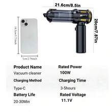 2000mAh 11.1V 便携式无线车载吸尘器，车载家用两用，三合一迷你手持吸尘器，适用于汽车、家庭、办公室、户外、宠物毛发清洁。 - 黑金色 - 查看 8