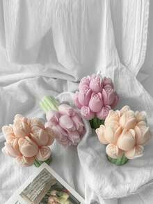 1 khuôn nến hình bó hoa tulip 3D - trắng - Xem 2