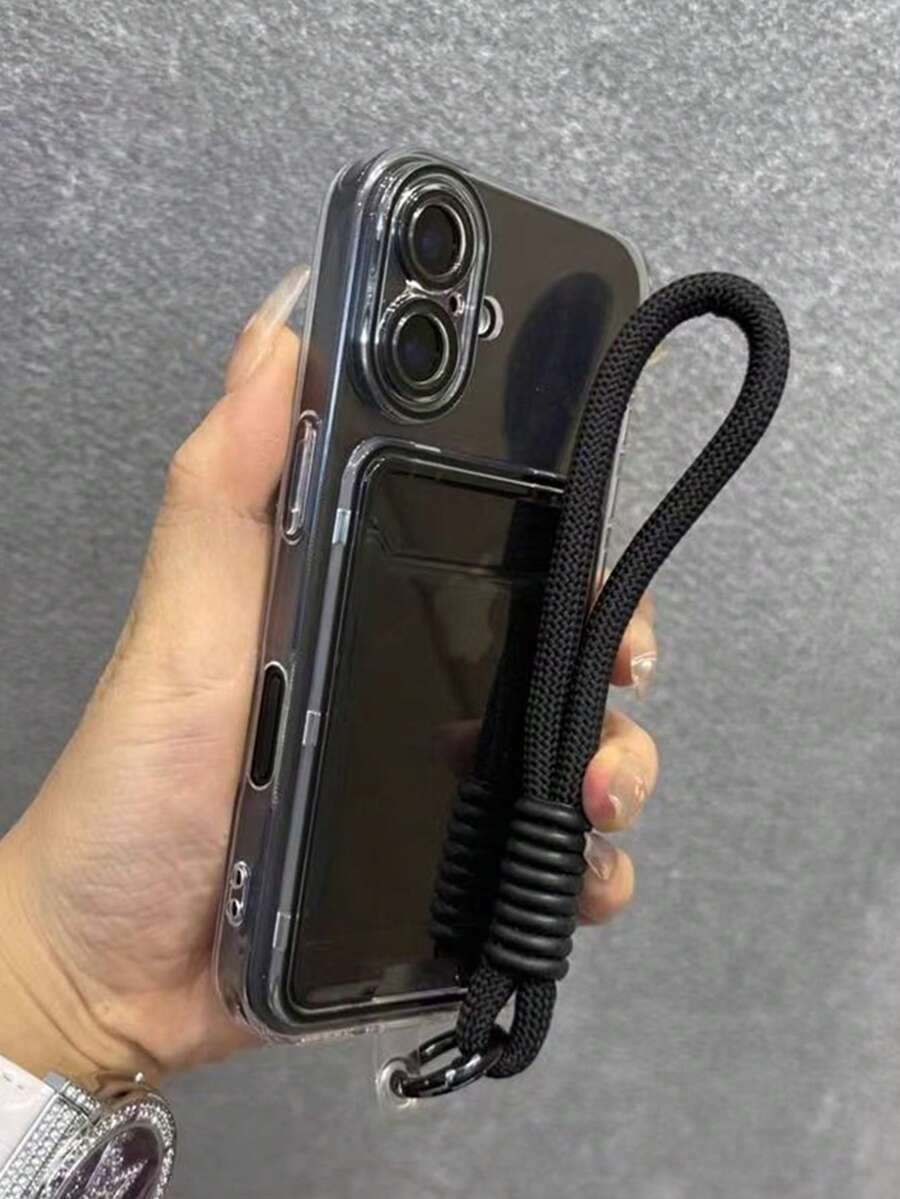 Capa de celular transparente com estampa de gelatina em cores vibrantes, com compartimento para cartão e cordão curto, compatível com iPhone 17 Pro Max/16 Pro Max/15 Pro Max/17 Pro/17 Air 16 15 14 13 12 11 Pro Max. - Preto - Ver 1
