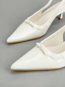 Pointed Toe Handmade Bowknot Office Party Banquet Stiletto High Heel Shoes - White - View 3