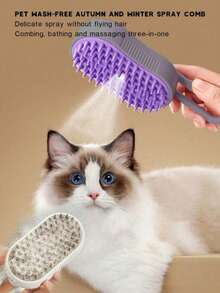 3 In 1 Usb Rechargeable Water Spray Pet Massage Brush Electric Cat Hair Removal Comb.Random Color For Shipping. - 彩色 - 查看 1