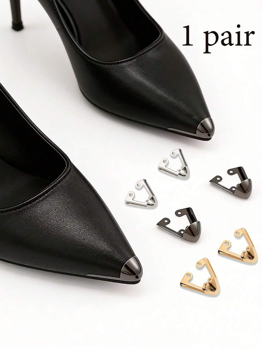 2 miếng bảo vệ mũi giày bằng kim loại, phụ kiện trang trí sửa chữa giày cao gót nữ thanh lịch, mũi nhọn, bền lâu và thời trang, phù hợp với giày cao gót, bốt và giày bít mũi, dùng để bảo vệ và sửa chữa giày, có 3 màu để lựa chọn. - Nhiều màu - Xem 1