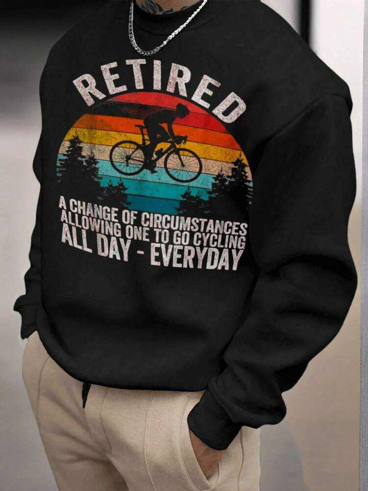 Men's Vintage Retired Cycling Graphic Print Sweatshirt Retro