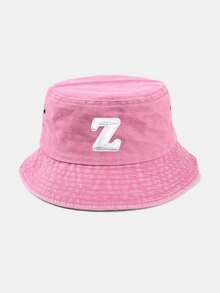 1pc Kids Heart & Letter Pattern Sun Hat, Casual Style With Adjustable Windproof Cord, Suitable For Outdoor, Beach, Sun Protection - Pink - View 6