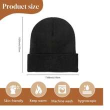 Hoboo Mongolia Essential! Black/Gray/Red Knit Beanie With Hoboo Cap & Mongolia Text - Perfect For Hiking/Camping/Winter Treks - màu đen - Xem 2