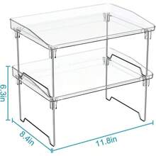 2 Pcs Cabinet Organizer Shelf, Stackable Kitchen Counter Shelves, Spice Rack,Countertop Organizers, Clear Plastic Storage Shelves Rack For Makeup,Bathroom,Cupboard,Desk,Pantry Organization - mặc định - Xem 5