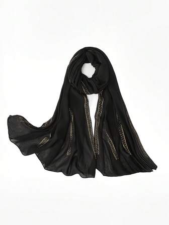 1pc Women's Plain Chiffon Soft Headscarf, Casual Long Scarf, Conservative Solid Color Head Wrap, Suitable For Daily Use