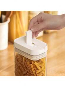 1pc Moisture-Proof Sealed Tank Square Transparent Grain Storage Jar Dried Fruit Snack Box Cans Kitchen Plastic Container Organizer - Multicolor - View 4