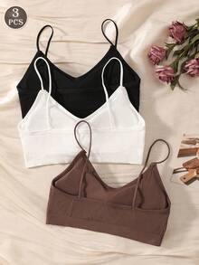 3pcs Women's Breathable Padded Casual Camisole Bras - Multicolor - View 1