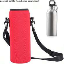 Funda de Neopreno para Botella de Agua con Correa, Funda Protectora Aislada, Fácil de Llevar, Prevención de Quemaduras - Rojo - Ver 5