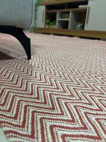 Living Room Or Bedroom Rug, Various Sizes, 100% Cotton. Thick And Very Soft, Machine Washable! - Zig Terracotta - View 10