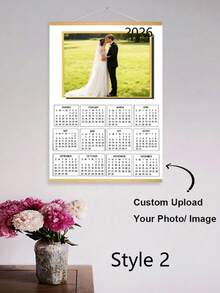 定制悬挂式帆布画，可打印您喜爱的照片，2026年日历，家庭照、婚礼照、宠物照帆布海报墙面装饰，配有实木挂轴，适用于客厅、卧室、游戏室装饰、情人节装饰，防霉，时尚，可爱，色彩丰富，可定制，个性化，独一无二，是送给朋友、儿子、女儿、学生的理想礼物。 - 彩色 - 查看 13