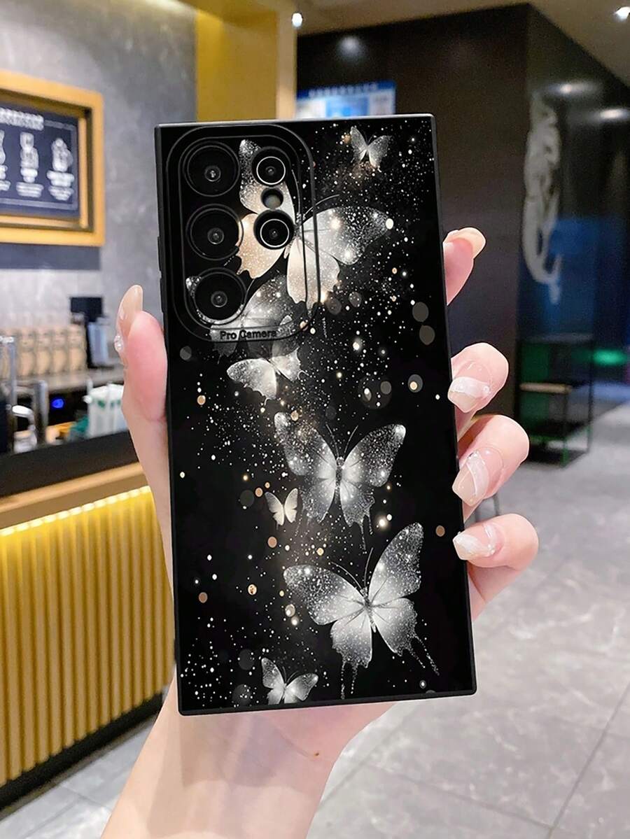 1 carcasă de telefon rezistentă la șocuri cu imprimeu UV Starry Butterfly pentru modele Android /Galaxy/Infinix/Redmi/OPPO/VIVO/Realme - Negru - Vizualizare 1