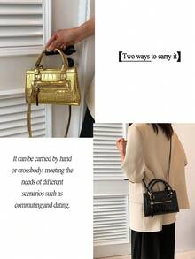Mini Crocodile Pattern Multi-Use Handbag For Women ,Fashionable Animal Print Bag With Zipper Closure & Detachable Shoulder Strap – Perfect For Commute, Shopping, Gatherings & Parties, Premium Valentine's Day Gift For Her, Versatile Handheld/Shoulder/Crossbody Style, Stylish Compact Bag For All Daily & Special Occasions - 彩色 - 查看 8