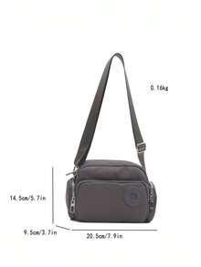 迷你斜挎零钱包，时尚经典纯色尼龙面料，字母图案设计，拉链封口，多口袋休闲小包，适合户外运动、旅行、购物、通勤、聚会、约会等场合。 - 深灰色 - 查看 9