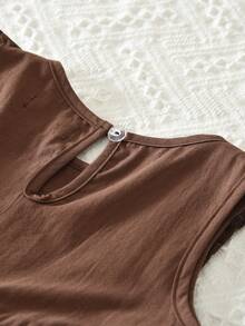 bearleader 3-7 Years Old Girls' Brown Solid Color Sleeveless Contrast Lace Casual Dress With Jacket, Summer - Brown - View 5