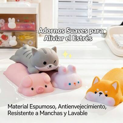 "Adorable Squishy juguetes de alivio del estrés - adornos de escritorio de espuma suave en forma de animal lindo, juguetes anti-envejecimiento lavables para alivio de la ansiedad y decoración de oficina"