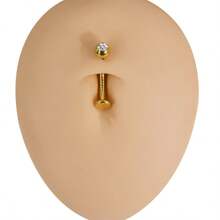 1pc F136 Titanium Alloy 2-Prong Internally Threaded Navel Piercing, 1.6/1.2mm Gauge, 10-14mm Length, 5A Zirconia Curved Bar Belly Button Ring, Unique Piercing