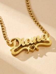 1pc Personalized Women's Fashion Text Necklace, Matte Finish, Stainless Steel Material, NK Chain, Retro Streetwear Style, English Name Pendant Jewelry, Mother's Day Gift, Birthday Gift, Suitable For Daily Wear - Multicolor - View 4