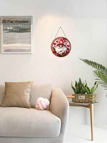 1pc Valentine'S Day Wooden Love Sign - Red Heart Gnome Design, Flat Porch Wreath Hanging Decor, No Electricity Needed, Ideal For Garden, Room, Festival, And Party Decoration - Multicolor - View 4