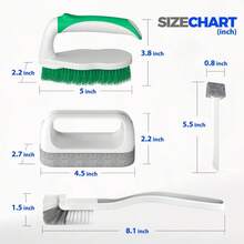7-Piece Deep Cleaning Brush Set With Scraper Tips - Multi-Surface Scrub Pads For Pool Walls, Bathroom Grout, Floors & More (Green) - Green - View 6