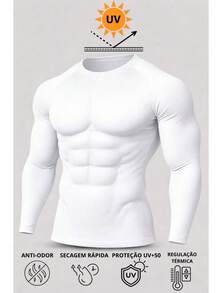 Men's Thermal Shirt Second Skin UV Protection Thermal Blouse - 白色 - 查看 6
