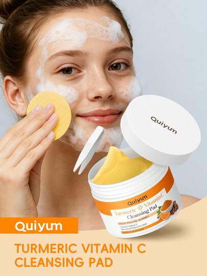  1 Gói bông tẩy trang QUIYUM nghệ vitamin C, 100ml/40 miếng, khăn ướt tẩy trang tiện dụng, gói du lịch dùng một lần, tinh chất chiết xuất thực vật làm sạch sâu, không để lại cặn, phù hợp với mọi loại da, dành cho phụ nữ, mẹ, vợ, chị gái, thiếu nữ, bạn gái.
