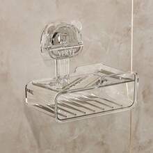 Suction Cup Soap Dish, Bathroom Wall Mounted Double Layer Draining Soap Holder, Soap Dish Rack - Grey - View 4