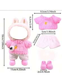 【仅服装】适用于 休闲时尚爱心毛衣套装，适用于第一/第二/第三代娃娃人偶，可更换百搭服装，17厘米（不含娃娃和包包）