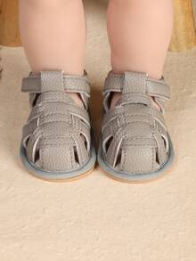 Summer New Infant Toddler Sandals, Non-Slip Soft Sole Shoes Suitable For Infant Boys And Girls - Grey - View 5