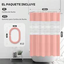 XISH Cortina para Baño 180x200cm Cortina de Ducha con Ganchos Cortinas de Regadera Antimoho de Impermeable Antibacteriano para Duchas de Baño Puestos y Bañeras - Rosa - Ver 4