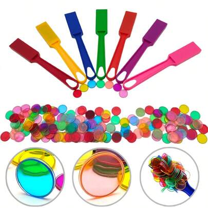 2pcs Colorful Magnetic Beni-Guo Magnetic Rods + 100 Discs - Counting And Sorting Magnets - Rainbow Magnetic Rods, Suitable For Science Education Activities, Large Family Games, Diverse Colors - Ideal For Halloween, Christmas, New Year Celebrations