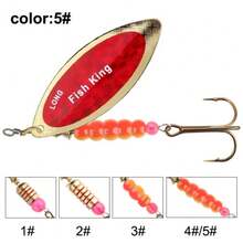 ñuelo giratorio FISH KING 4.5g/.0g/12.5g/17.4g/27.1g,ñuelos de cuchara para lucio,ñuelo de pesca de metal, cebo duro para lubina con anzuelos - Oro - Ver 10