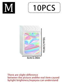 100/10pcs Transparent Holographic Bags, Odor-Proof Packaging Bags, Sealed Bags, Polyester Film Storage Bags, Zipper Sealed Bags, Polyester Film Holographic Resealable Bags, Gift Bags, Odor-Proof Bags, Aluminum Foil Bags, Suitable For Party Gift Storage, Polyester Film Bags, Transparent Window Holographic Resealable Packaging - Multicolor - View 19