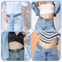 1pc Adjustable Elastic Canvas Belt, Invisible Buckle-Free Waist Belt, Unisex, Suitable For Jeans & Dresses, Buckle-Free Design, Easy To Wear - Multicolor - View 7