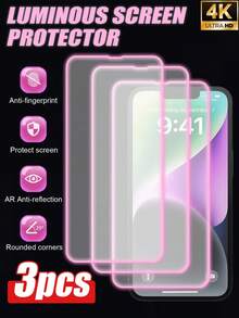 【3片装】屏幕保护膜，气泡夜光膜，夜间轻松找到手机，个性化设计，护眼，超清晰，兼容保护壳，防刮擦，防摔，全覆盖，易于安装，兼容 17e/17 Pro Max/17 Pro/17 Air/17/16/16 Pro/16 Plus/16 Pro Max/15/15 Plus/15 Pro/15 Pro Max/14/14 Plus/14 Pro/14 Pro Max/13 Mini/13/13 Pro/13 Pro Max/12 Mini/12/12 Pro/12 Pro Max/11/11 Pro/11 Pro Max 及其他型号。 - 粉色 - 查看 42